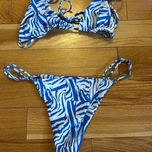 Skatie Blue and White Zebra Print Bikini